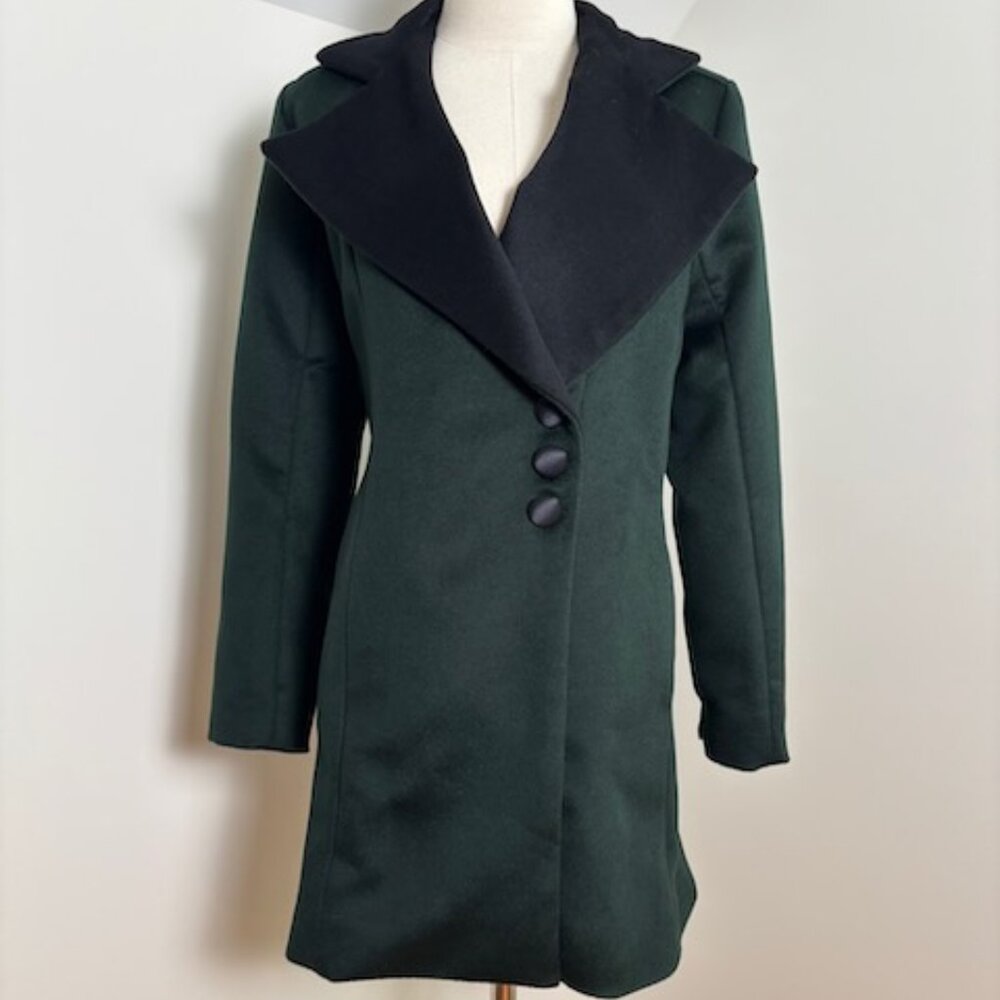 NWOT Teresa Crowninshield forest green wool skirt suit, size 6